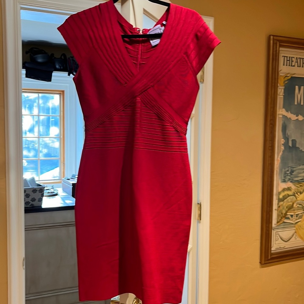 Herve Leger red bandage dress